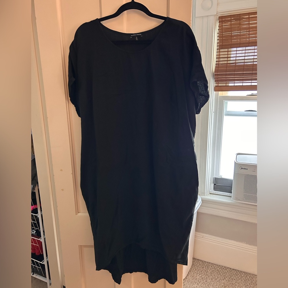 Universal Standard Black Linen High Low Dress